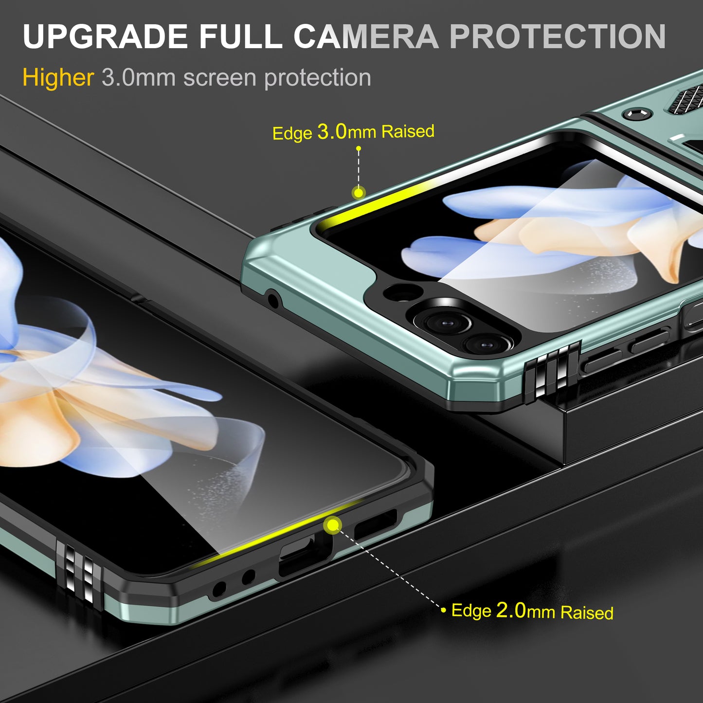 Armor Series For Samsung Galaxy Z Flip6 5G Case Ring Kickstand PC+TPU Phone Cover - Green