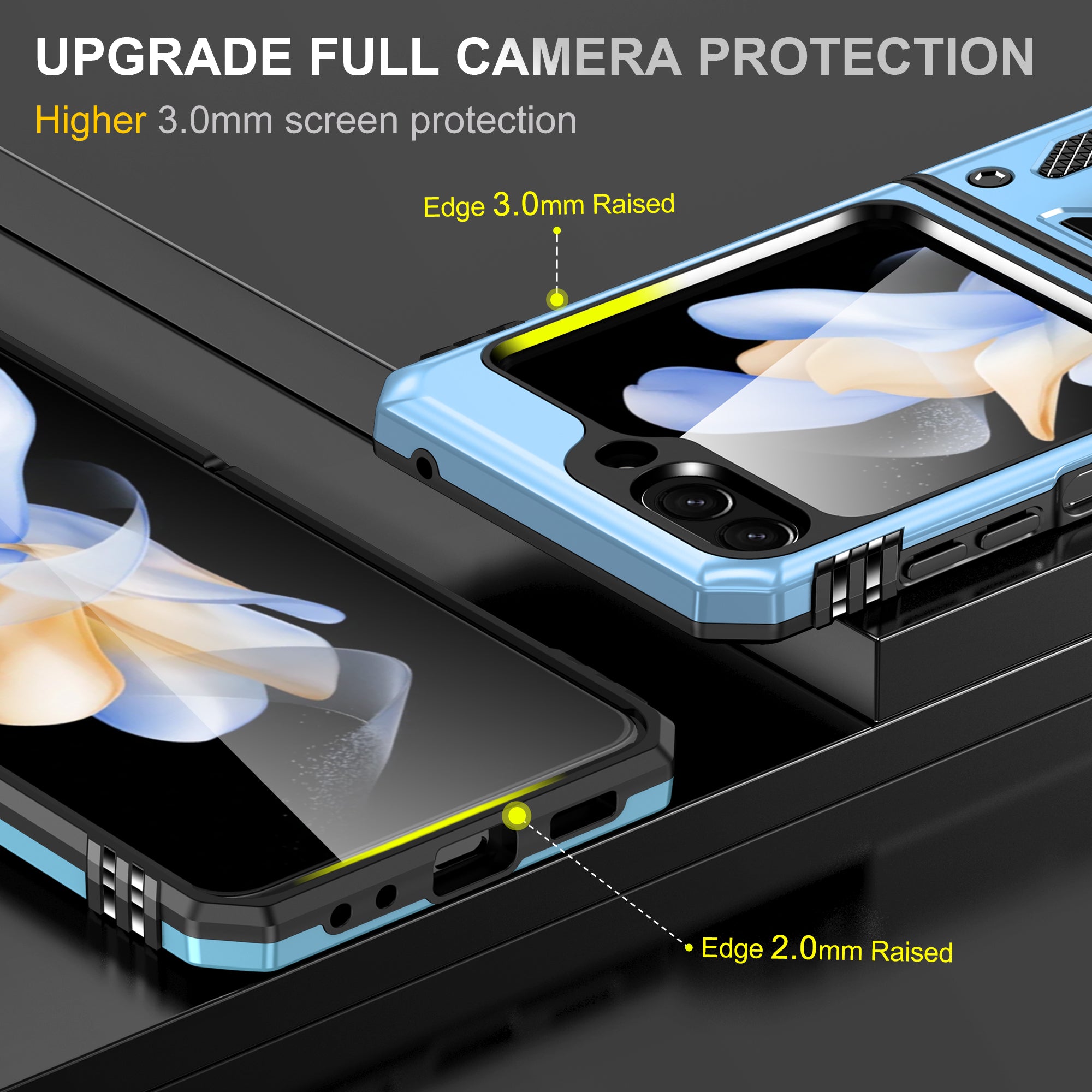 Armor Series For Samsung Galaxy Z Flip6 5G Case Ring Kickstand PC+TPU Phone Cover - Baby Blue