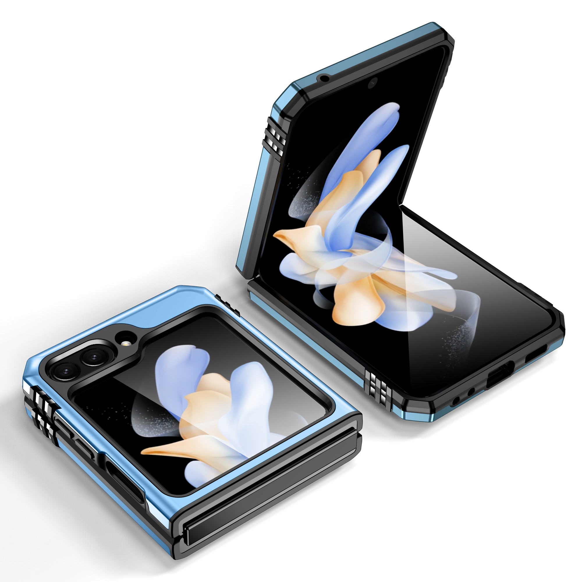 Armor Series For Samsung Galaxy Z Flip6 5G Case Ring Kickstand PC+TPU Phone Cover - Baby Blue