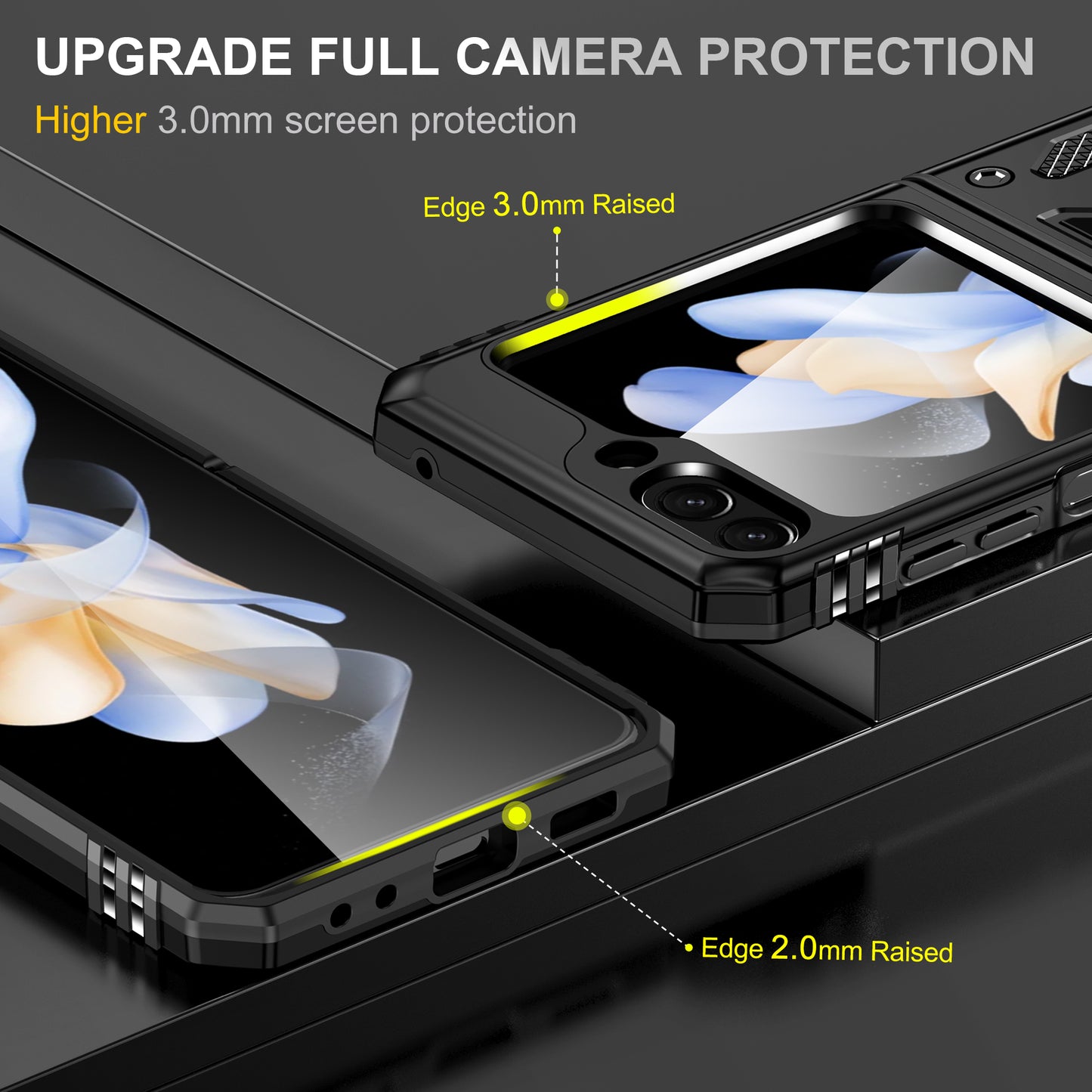 Armor Series For Samsung Galaxy Z Flip6 5G Case Ring Kickstand PC+TPU Phone Cover - Black