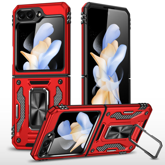 Armor Series For Samsung Galaxy Z Flip6 5G Case Ring Kickstand PC+TPU Phone Cover - Red