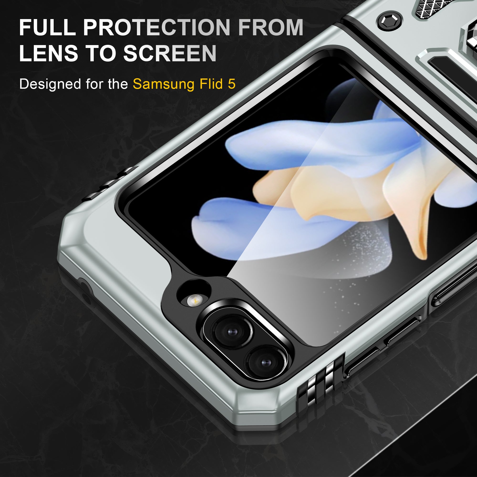 Armor Series For Samsung Galaxy Z Flip6 5G Case Ring Kickstand PC+TPU Phone Cover - Grey