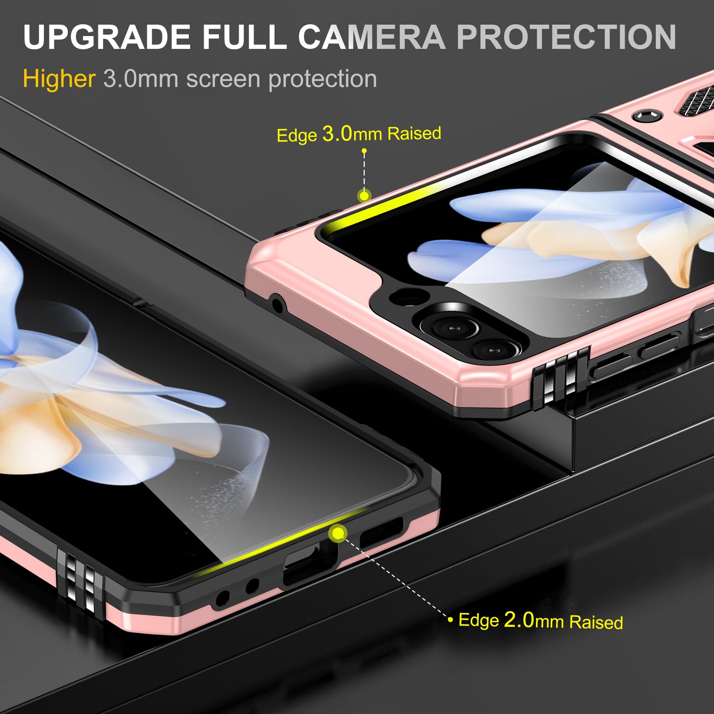Armor Series For Samsung Galaxy Z Flip6 5G Case Ring Kickstand PC+TPU Phone Cover - Rose Gold