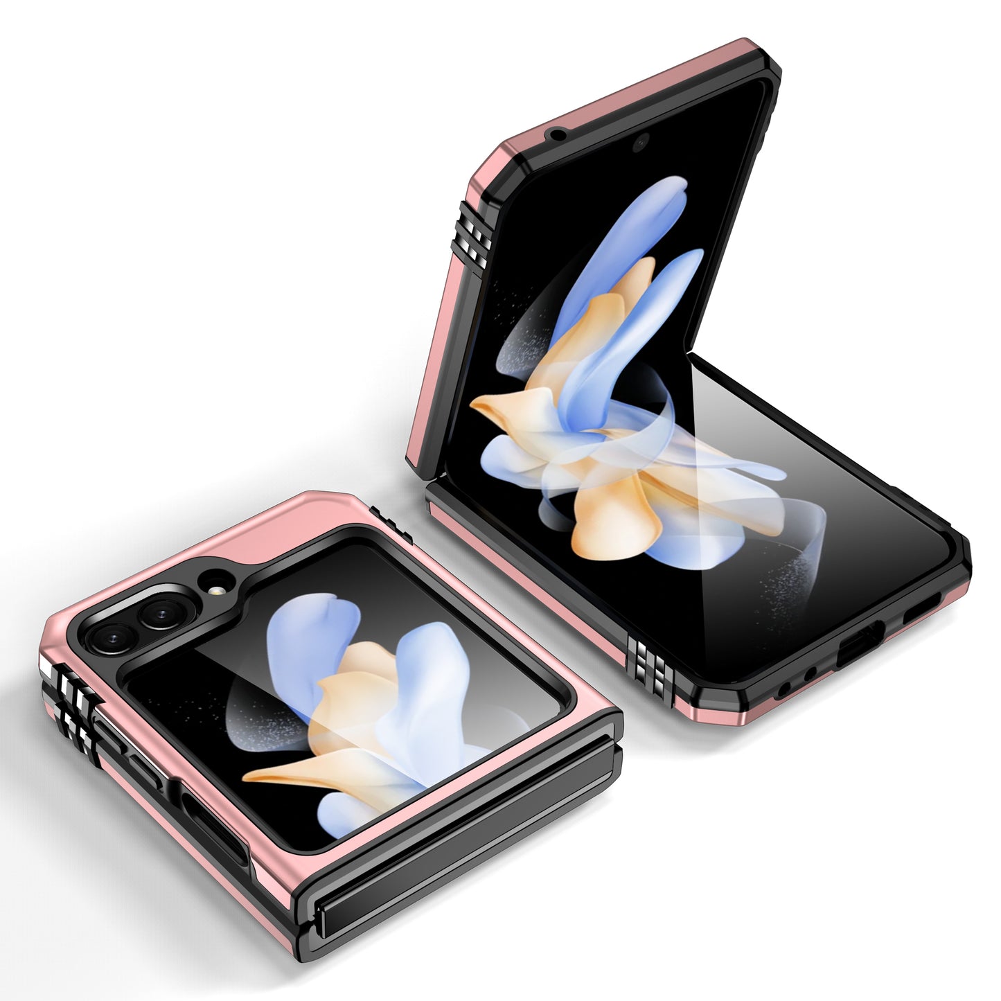 Armor Series For Samsung Galaxy Z Flip6 5G Case Ring Kickstand PC+TPU Phone Cover - Rose Gold