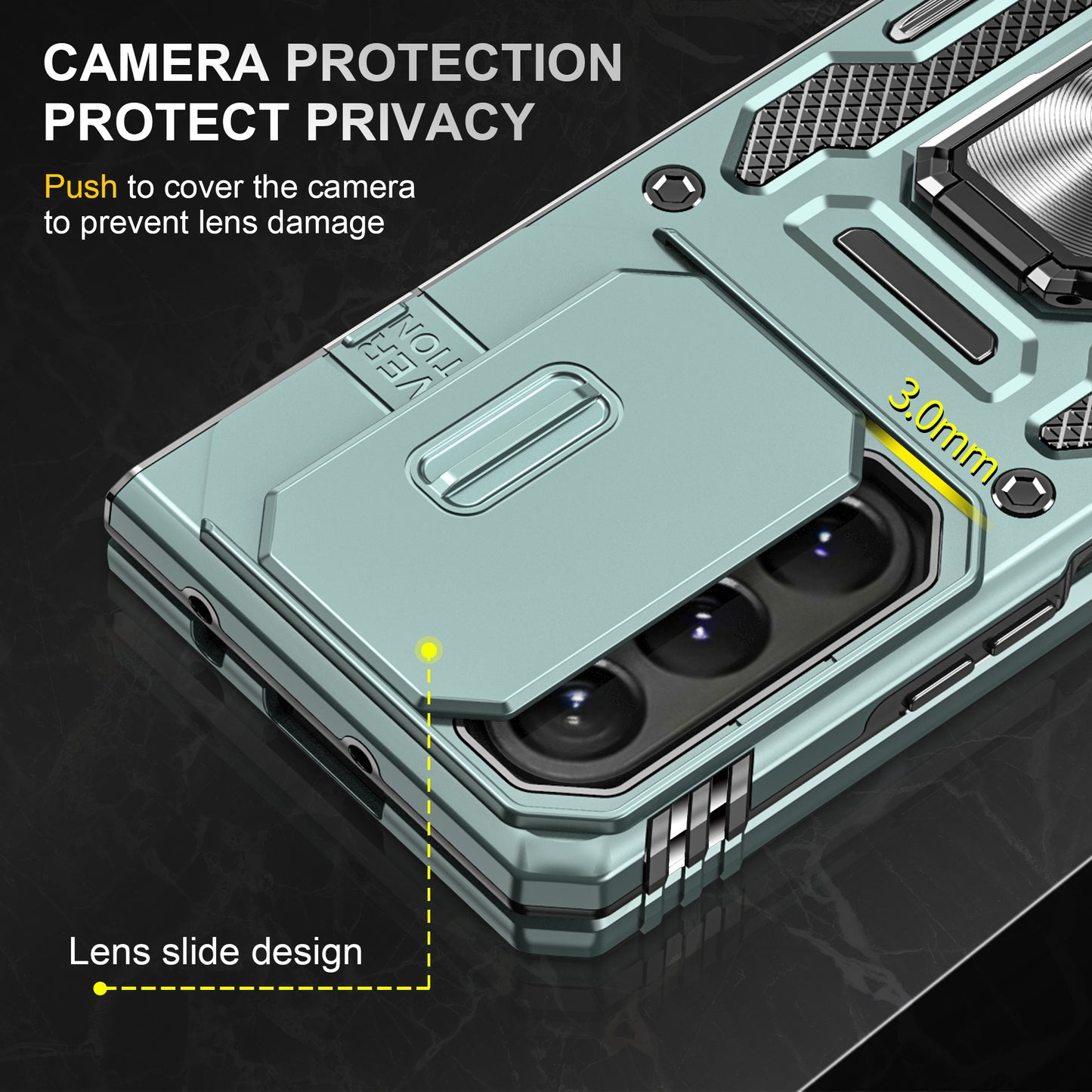 Armor Series For Samsung Galaxy Z Fold6 5G Kickstand Case Slide Lens Cover PC+TPU Phone Shell - Green