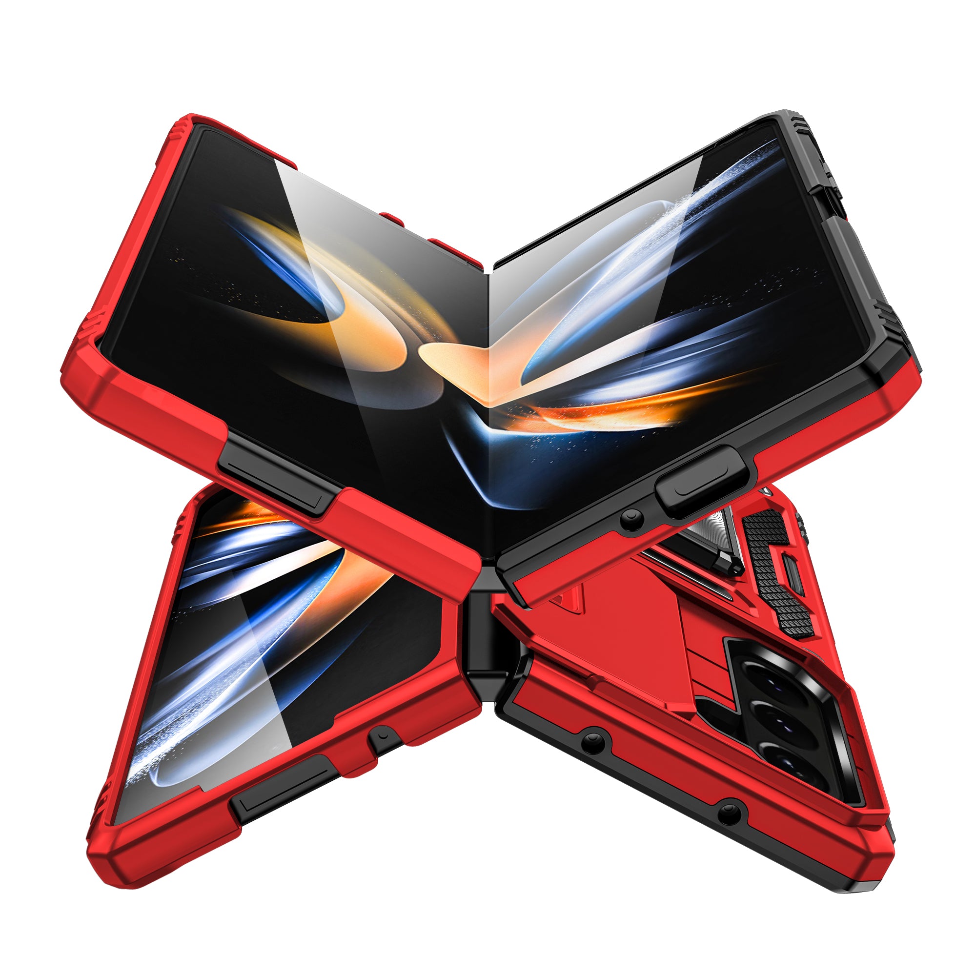 Armor Series For Samsung Galaxy Z Fold6 5G Kickstand Case Slide Lens Cover PC+TPU Phone Shell - Red
