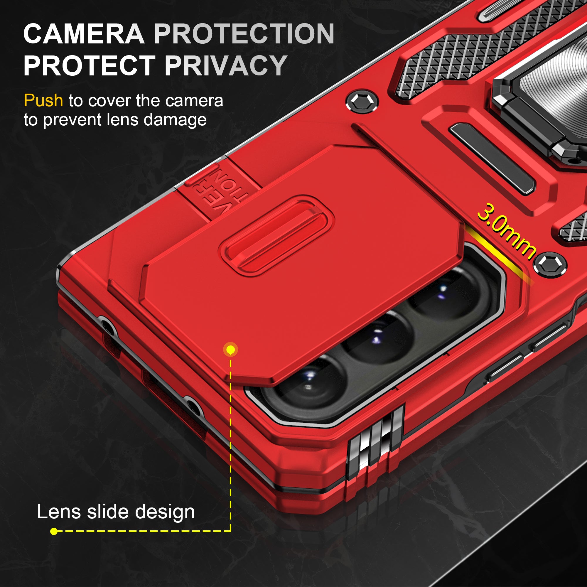 Armor Series For Samsung Galaxy Z Fold6 5G Kickstand Case Slide Lens Cover PC+TPU Phone Shell - Red