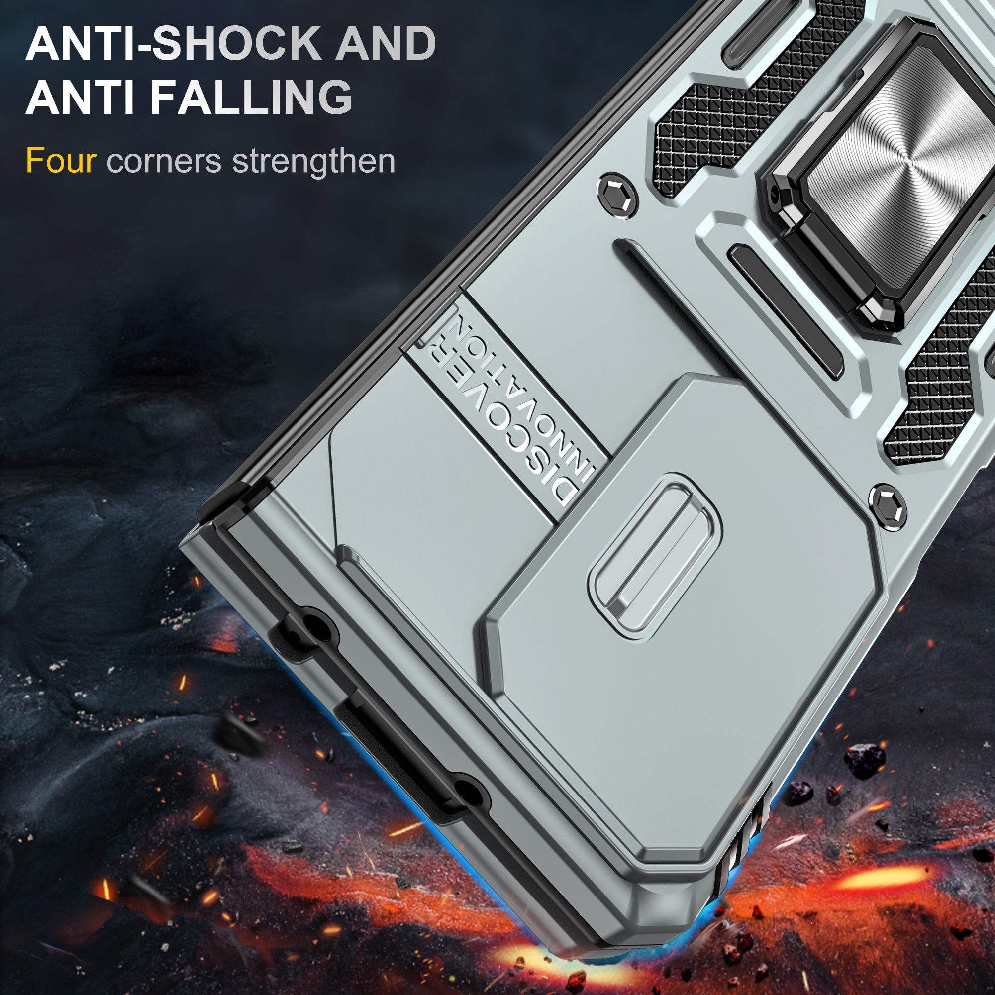 Armor Series For Samsung Galaxy Z Fold6 5G Kickstand Case Slide Lens Cover PC+TPU Phone Shell - Grey