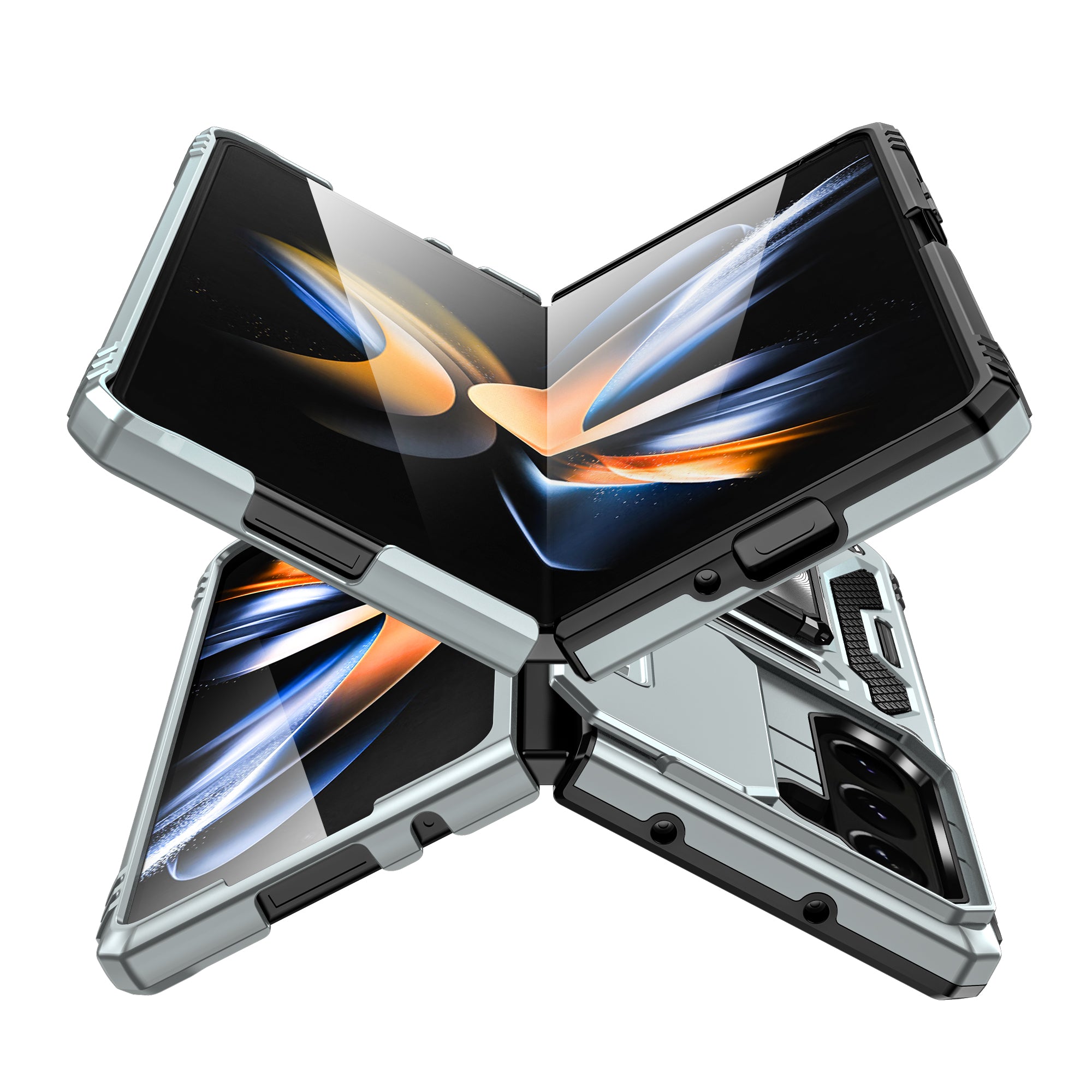 Armor Series For Samsung Galaxy Z Fold6 5G Kickstand Case Slide Lens Cover PC+TPU Phone Shell - Grey