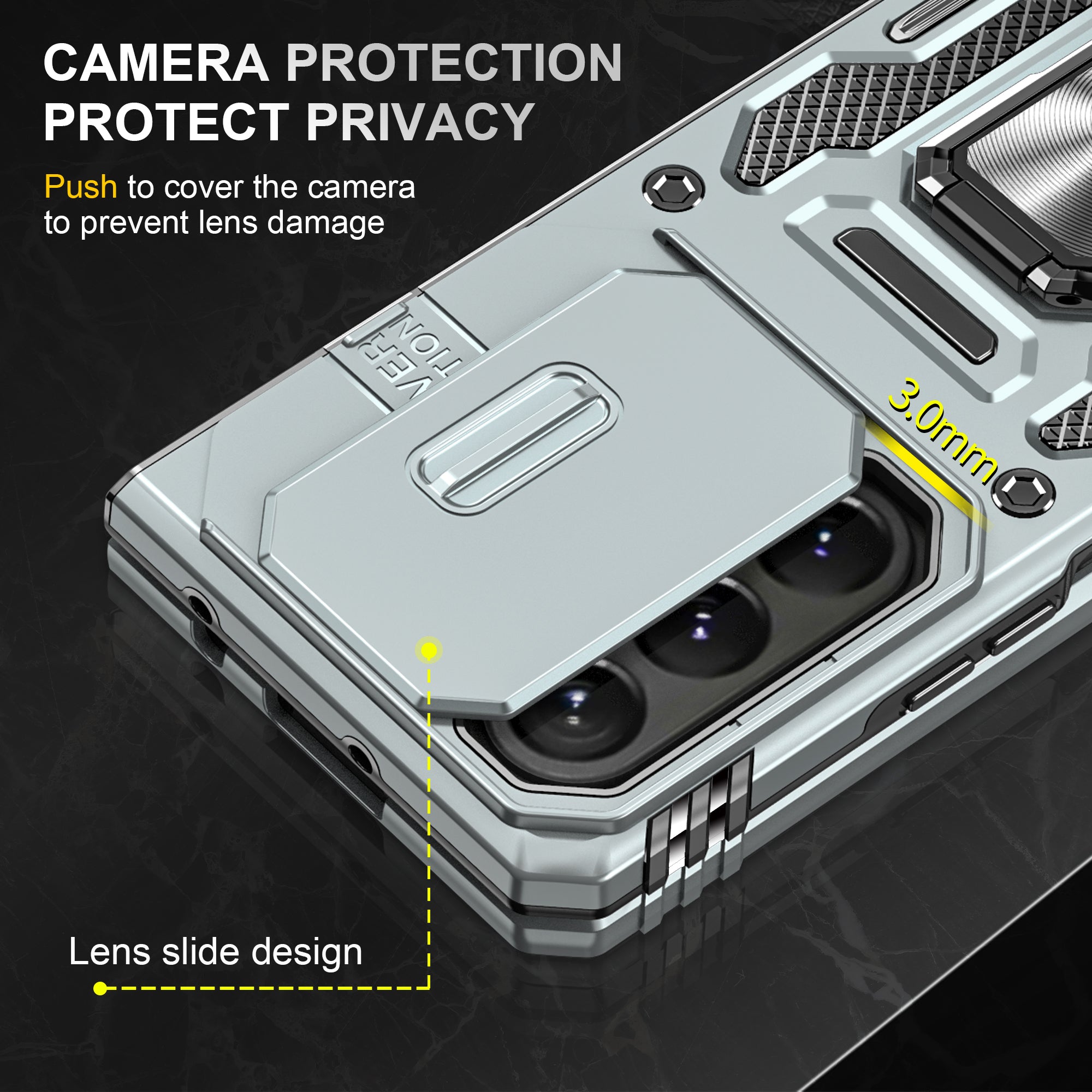 Armor Series For Samsung Galaxy Z Fold6 5G Kickstand Case Slide Lens Cover PC+TPU Phone Shell - Grey