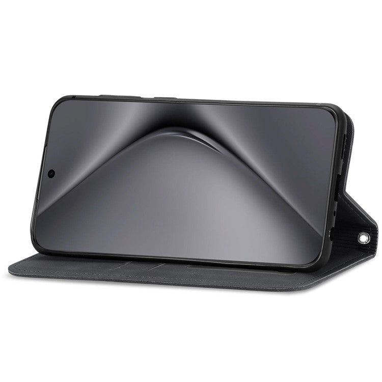 For Huawei Pura 70 Ultra Case Retro Leather Magnetic Closure Shockproof Phone Cover - Black