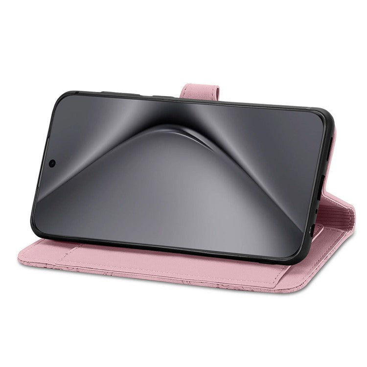 For Huawei Pura 70 Ultra Case Stand Zipper Wallet Flower Phone Leather Cover - Pink