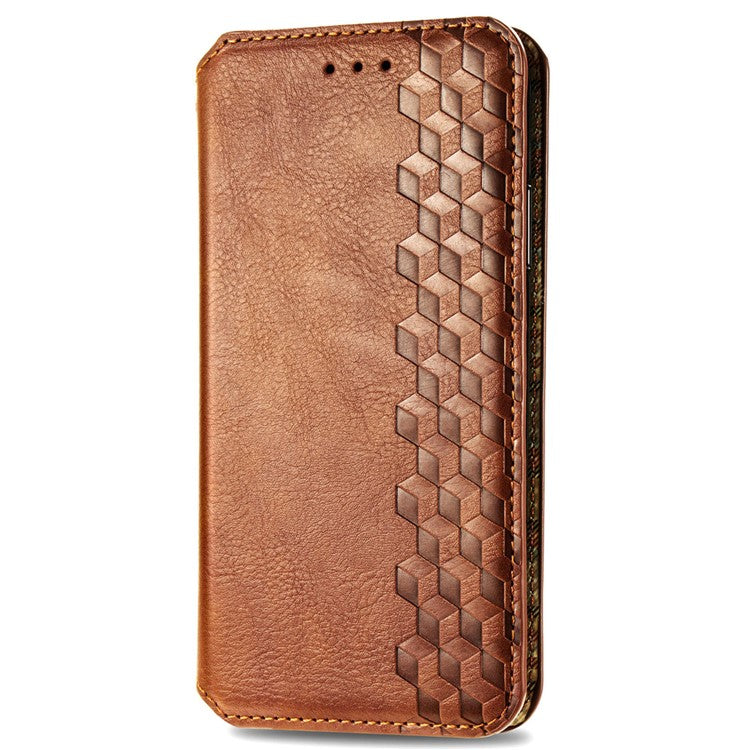 For Huawei Pura 70 Case Rhombus Leather Wallet Phone Cover Magnetic Closing - Brown