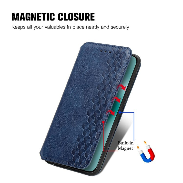 For Huawei Pura 70 Case Rhombus Leather Wallet Phone Cover Magnetic Closing - Blue