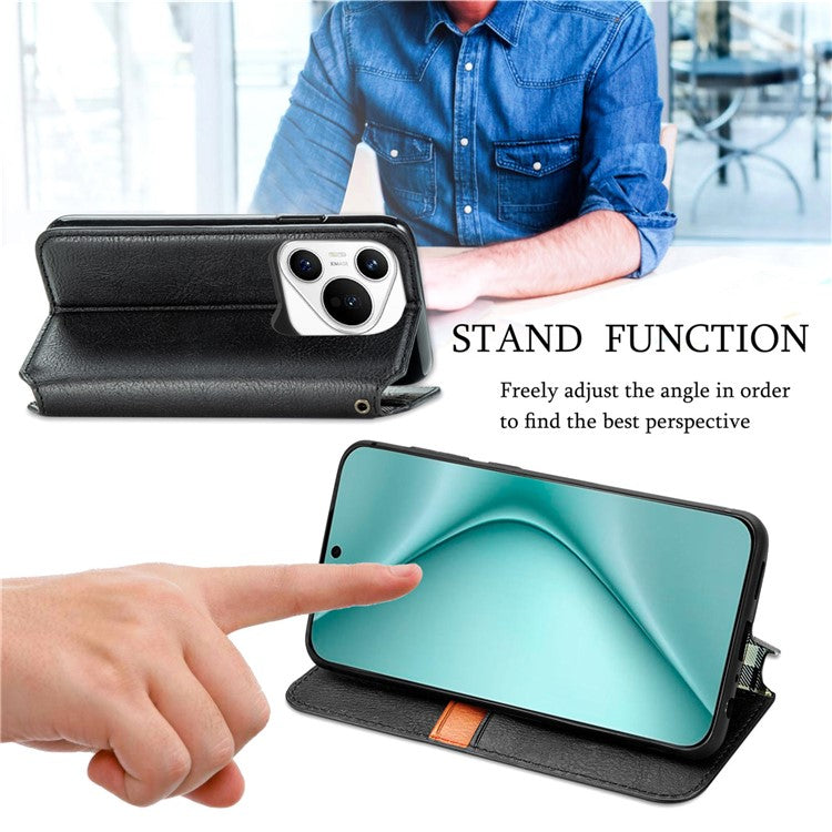 For Huawei Pura 70 Case Rhombus Leather Wallet Phone Cover Magnetic Closing - Blue