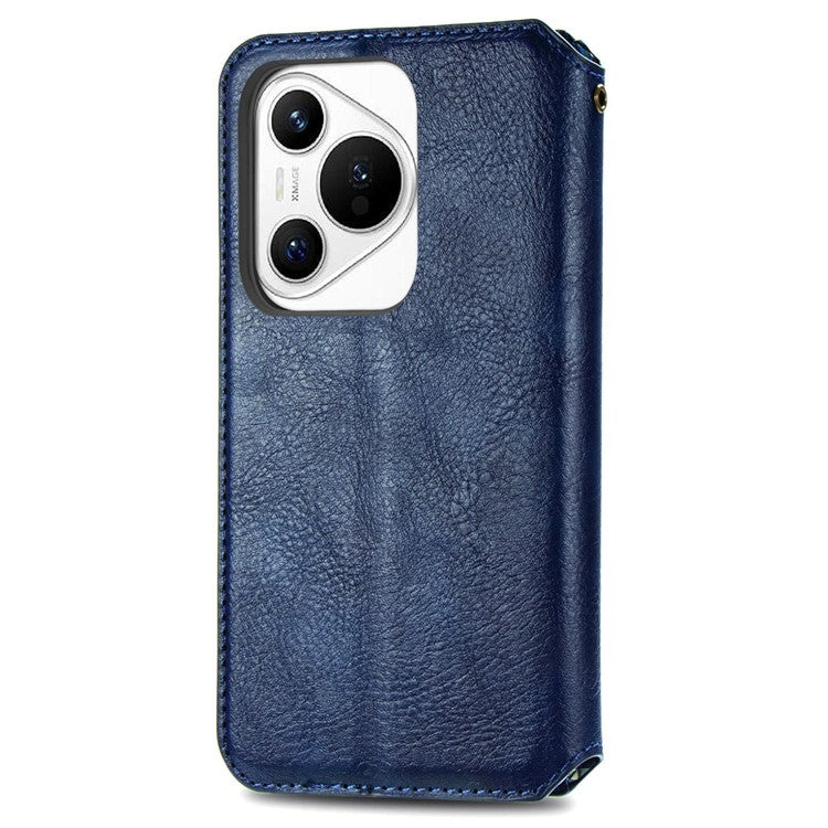 For Huawei Pura 70 Case Rhombus Leather Wallet Phone Cover Magnetic Closing - Blue