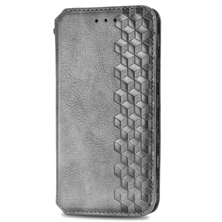 For Huawei Pura 70 Case Rhombus Leather Wallet Phone Cover Magnetic Closing - Grey