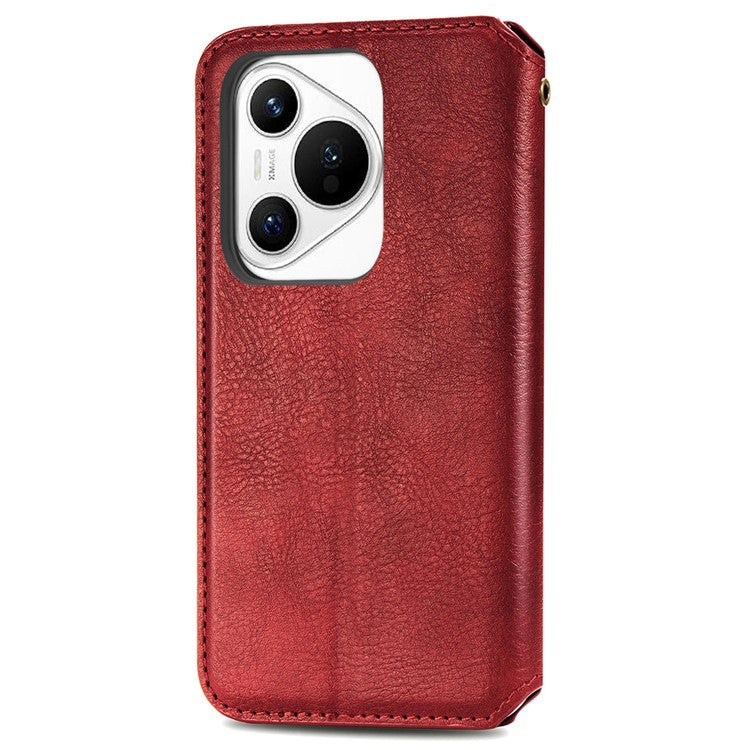 For Huawei Pura 70 Case Rhombus Leather Wallet Phone Cover Magnetic Closing - Red