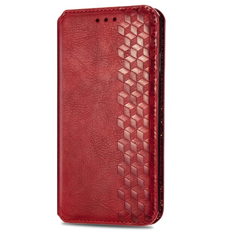 For Huawei Pura 70 Case Rhombus Leather Wallet Phone Cover Magnetic Closing - Red