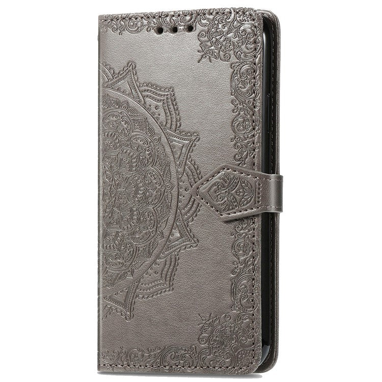 For Huawei Pura 70 Case Mandala Flower Stand Leather Wallet Phone Cover - Grey