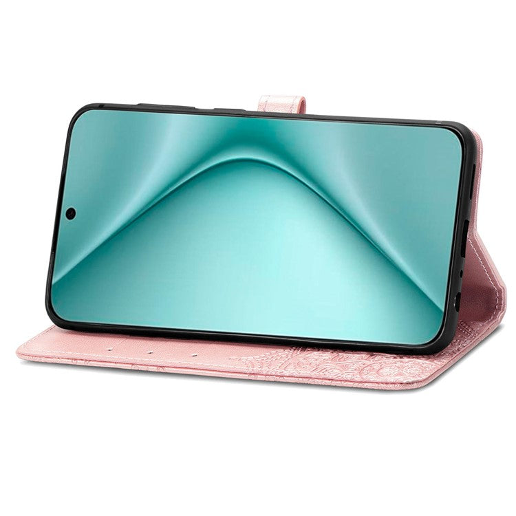 For Huawei Pura 70 Case Mandala Flower Stand Leather Wallet Phone Cover - Rose Gold