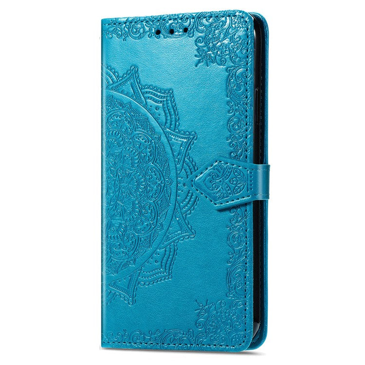 For Huawei Pura 70 Case Mandala Flower Stand Leather Wallet Phone Cover - Blue
