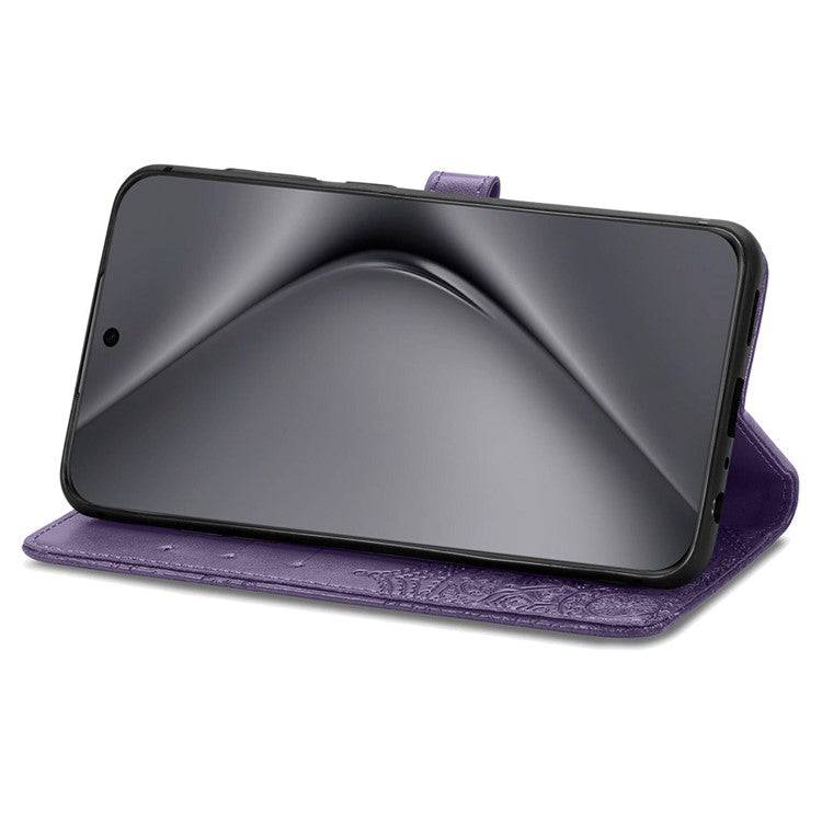 For Huawei Pura 70 Ultra Case PU Leather Mandala Flower Phone Cover with Strap - Purple
