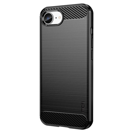 MOFI JK TPU Series-1 For iPhone 16e Case Carbon Fiber Design Flexible TPU Phone Cover - Black
