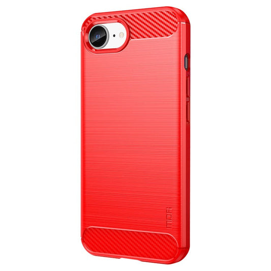 MOFI JK TPU Series-1 For iPhone 16e Case Carbon Fiber Design Flexible TPU Phone Cover - Red