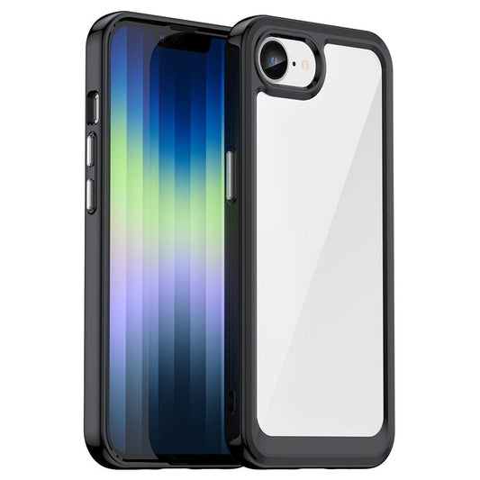 For iPhone SE (2024) Clear Back Case Colorful Frame TPU+Acrylic Phone Cover - Black