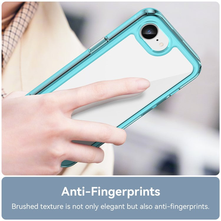 For iPhone 16e Clear Back Case Colorful Frame TPU+Acrylic Phone Cover - Transparent Blue
