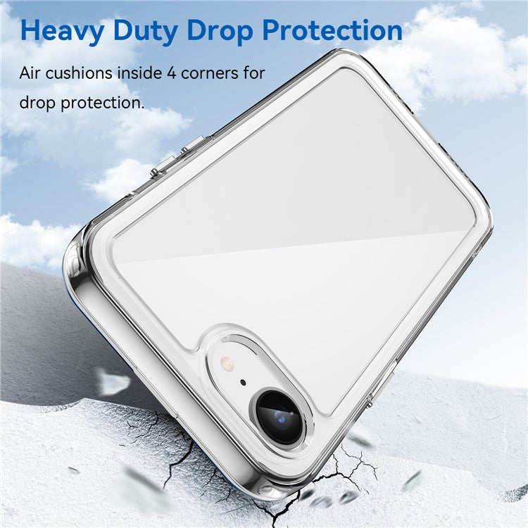 For iPhone 16e Clear Back Case Colorful Frame TPU+Acrylic Phone Cover - Transparent