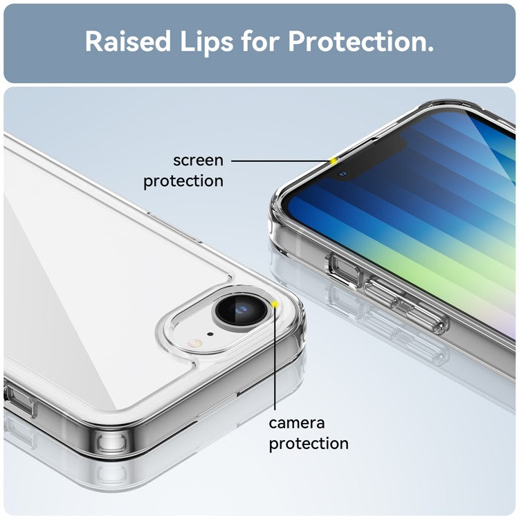 For iPhone 16e Clear Back Case Colorful Frame TPU+Acrylic Phone Cover - Transparent