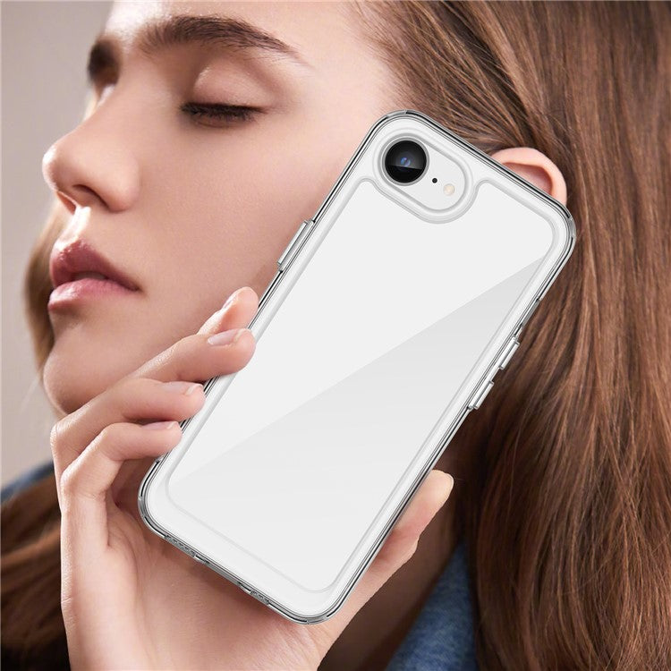 For iPhone 16e Clear Back Case Colorful Frame TPU+Acrylic Phone Cover - Transparent