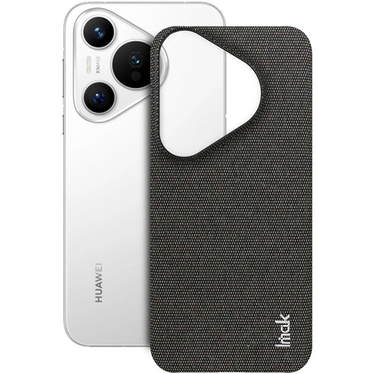 IMAK Ruiyi Series for Huawei Pura 70 Case Fabric Surface Leather Coated Hard PC Back Cover - Black