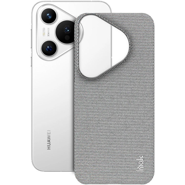 IMAK Ruiyi Series for Huawei Pura 70 Case Fabric Surface Leather Coated Hard PC Back Cover - Light Grey