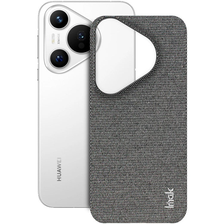 IMAK Ruiyi Series for Huawei Pura 70 Case Fabric Surface Leather Coated Hard PC Back Cover - Dark Grey