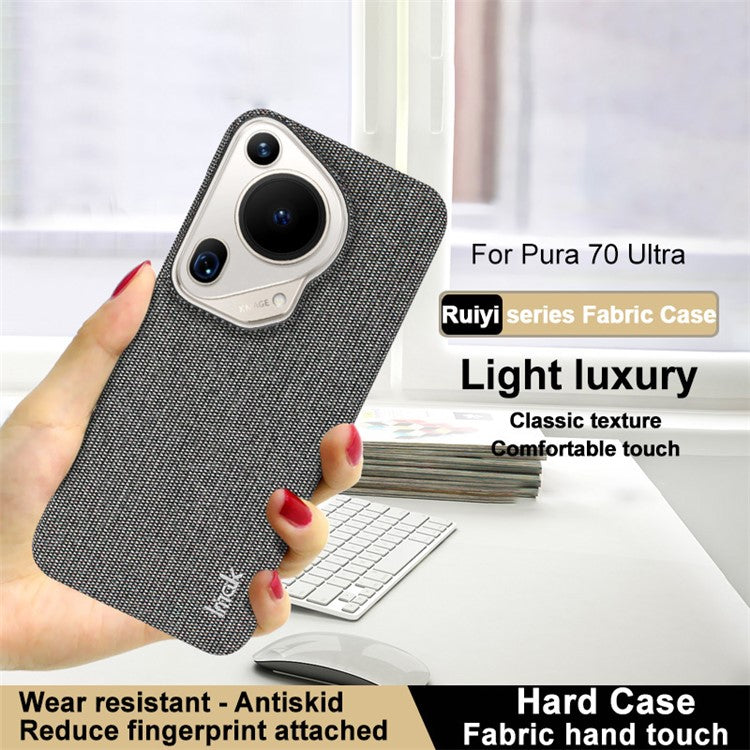 IMAK Ruiyi Series for Huawei Pura 70 Ultra Case Cloth Texture Leather+PC Hard Phone Cover - Dark Grey