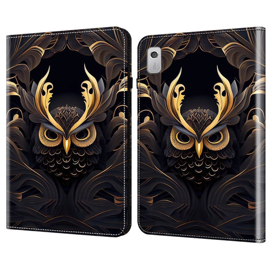 For Lenovo Tab M9 Shockproof Case Pattern Print Leather Tablet Cover with Stand - Owl