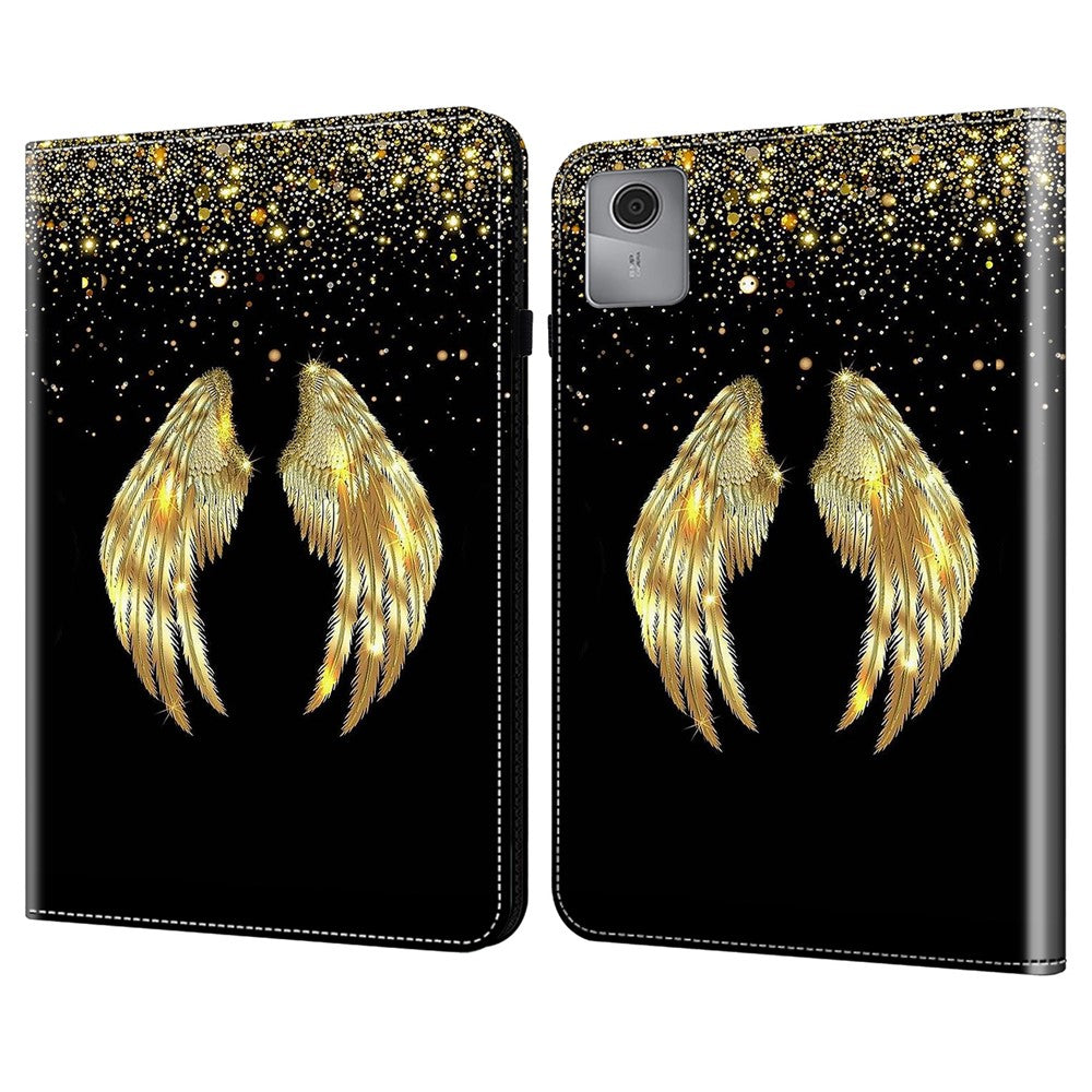 For Lenovo Tab M11 / Xiaoxin Pad 11 2024 Case Leather Tablet Cover with Card Holder -  Gold Wings
