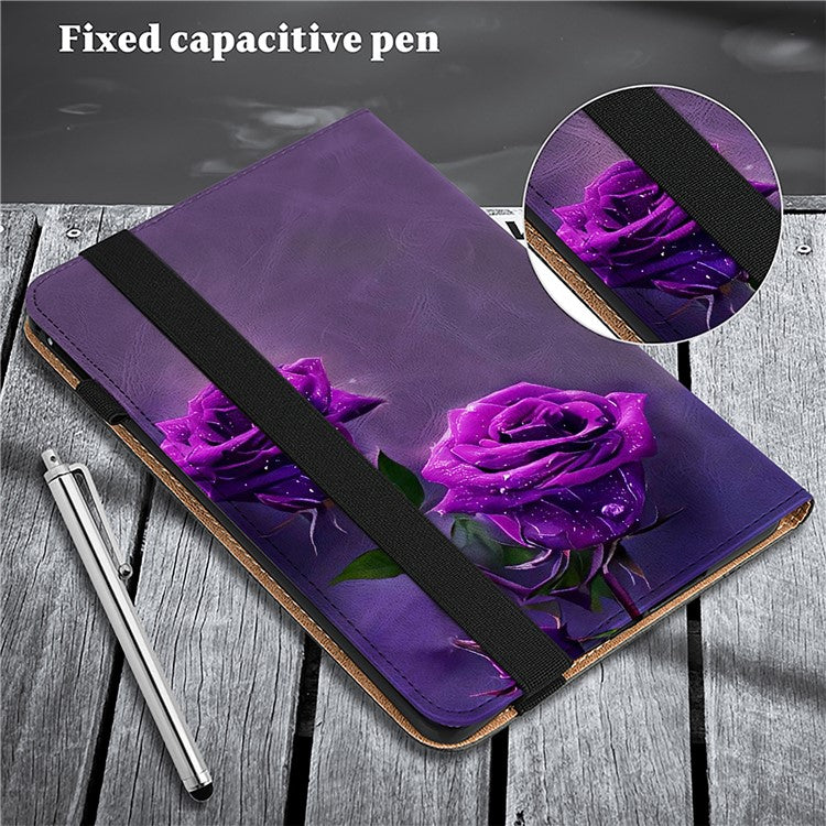 For Honor Pad 8 Stand Case Pattern Print Leather Tablet Cover with Card Slots - Purple Rose