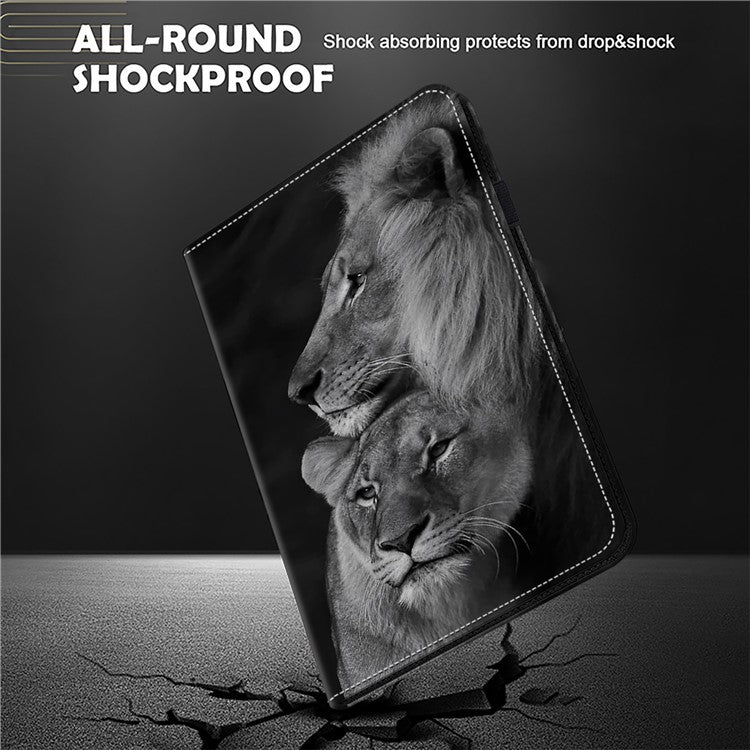 For Honor Pad 8 Stand Case Pattern Print Leather Tablet Cover with Card Slots - Couple Lions