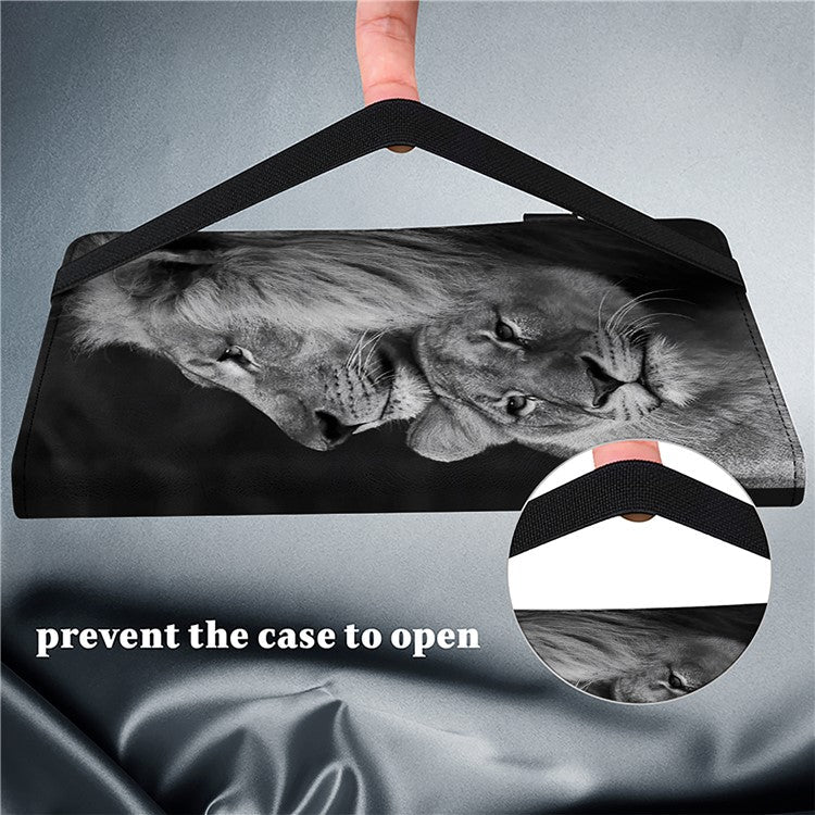 For Honor Pad 8 Stand Case Pattern Print Leather Tablet Cover with Card Slots - Couple Lions