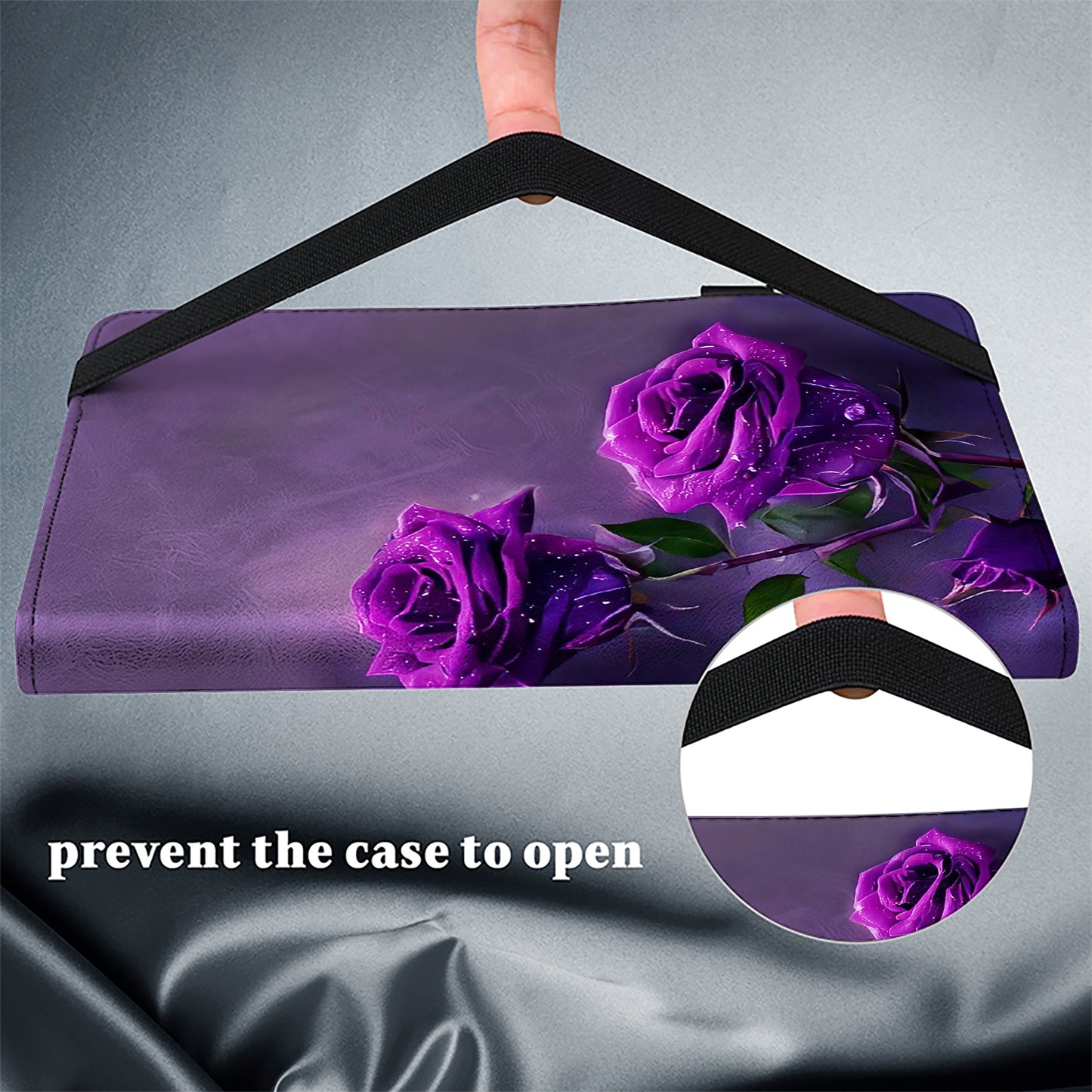 For Samsung Galaxy Tab S10 / S9 / Tab S9 FE Case Folio Stand PU Leather Pattern Tablet Cover - Purple Rose