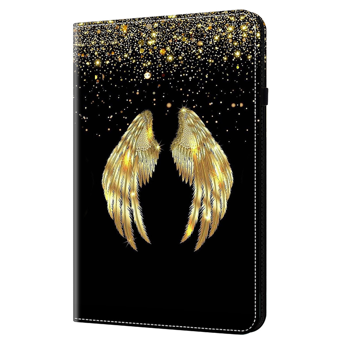 For Samsung Galaxy Tab S10 / S9 / Tab S9 FE Case Folio Stand PU Leather Pattern Tablet Cover - Gold Wings