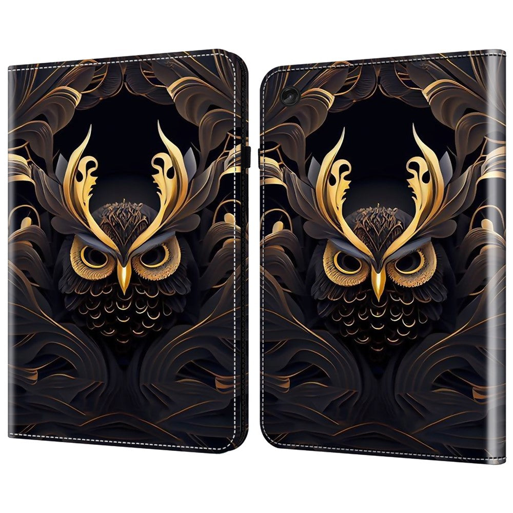 For Lenovo Tab M10 (Gen 3) Case Pattern Printing Card Slots Leather Tablet Cover - Owl