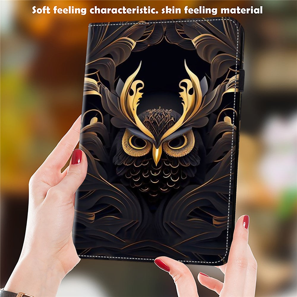 For Lenovo Tab M10 (Gen 3) Case Pattern Printing Card Slots Leather Tablet Cover - Owl