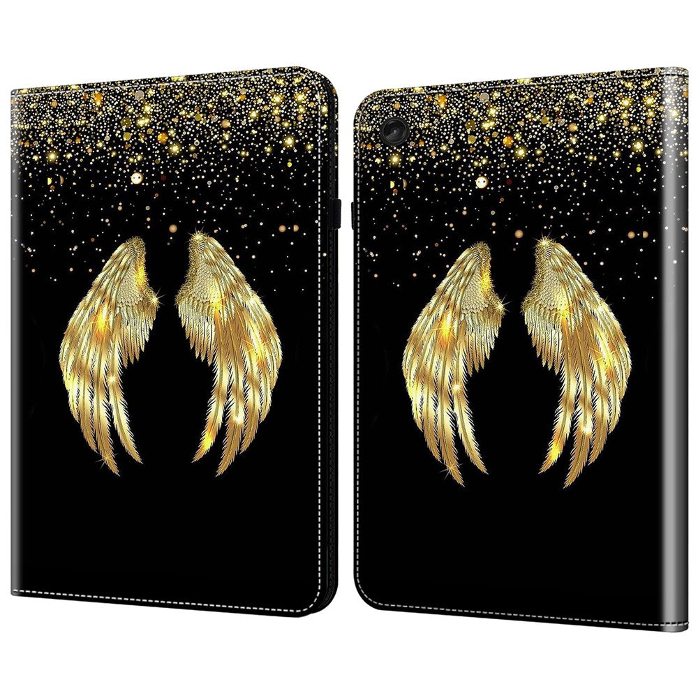 For Lenovo Tab M10 (Gen 3) Case Pattern Printing Card Slots Leather Tablet Cover - Gold Wings