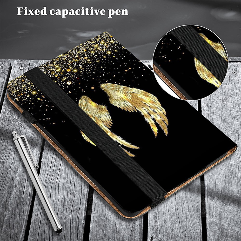 For Lenovo Tab M10 (Gen 3) Case Pattern Printing Card Slots Leather Tablet Cover - Gold Wings