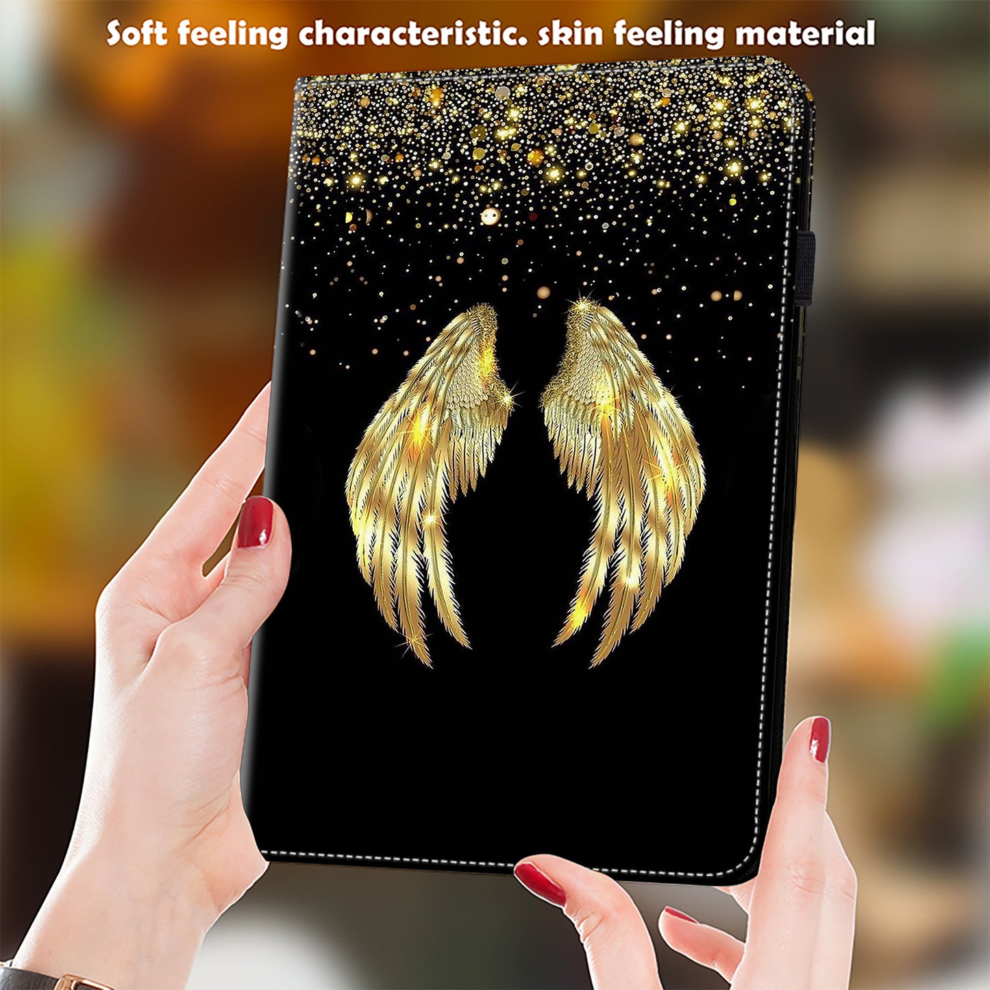 For Samsung Galaxy Tab S10+ / S9+ / S9 FE+ Case Pattern Printing PU Leather Tablet Cover with Stand Function - Gold Wings